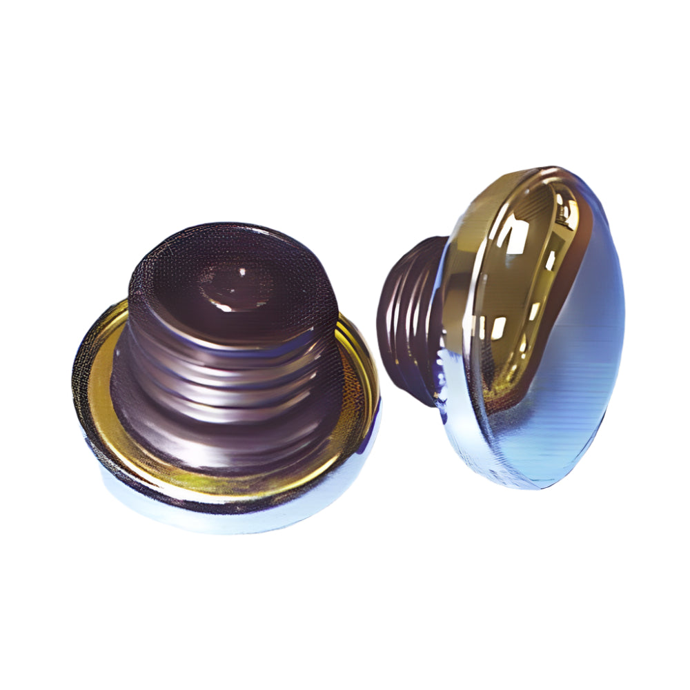 Zodiac Z011548 Chromed Steel Late Style Threaded Gas Caps for H-D 85-Up Models (excludes FLT/C & FLHT/C)