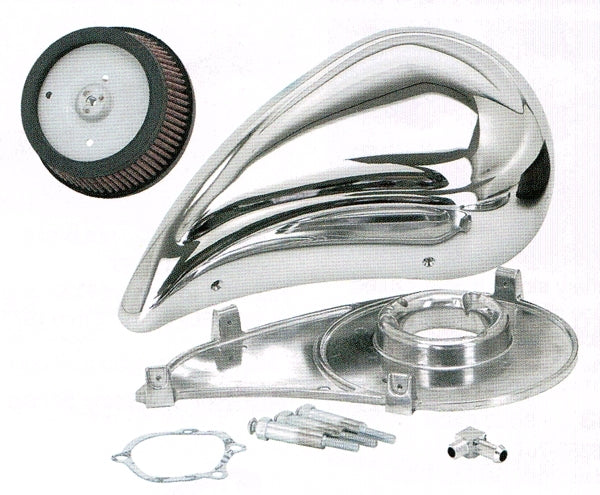Zodiac Z121220 Chrome Smooth Style Air Cleaner suit CV or Cable Operated Delphi EFI for Big Twins 1989-17 (Requires Mount Kit) - CC1I