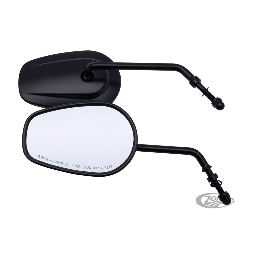 Zodiac Z270032 Teardrop Style Short 4" Stem Mirror Set Black