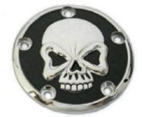 Zodiac Z301711 Zombie Style Skulled 5 Hole Points Cover Black/Chrome for Twin Cam 99-17 Models