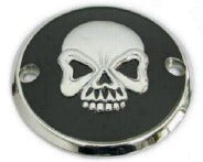 Zodiac Z302540 Zombie Style Skulled Points Cover w/Horizontal Mount Black/Chrome for Big Twin/Twin Cam/Sportster Models