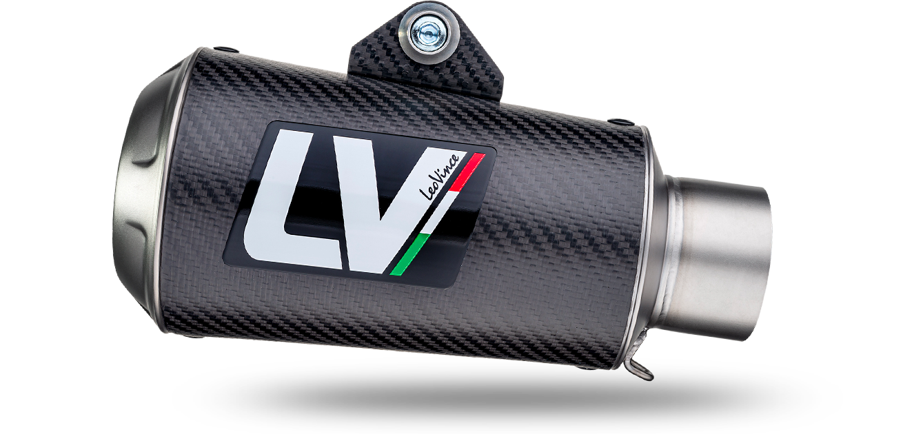 LeoVince LVSO15218C LV-10 Carbon Fiber Slip-On Muffler w/Stainless End Cap for Kawasaki Ninja 400 18-21/Z 400 19-21