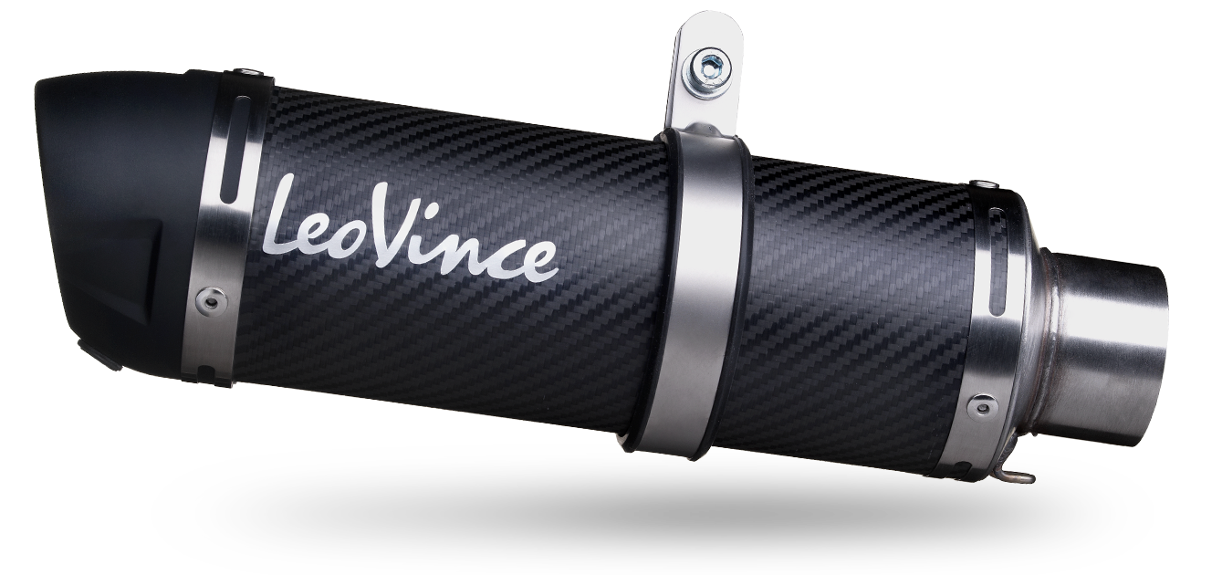 LeoVince LVSO3399E GP Corsa Evo Carbon Fiber Slip-On Muffler w/High Performance Technopolymer End Cap for KTM Duke 125/Duke 390 21-22