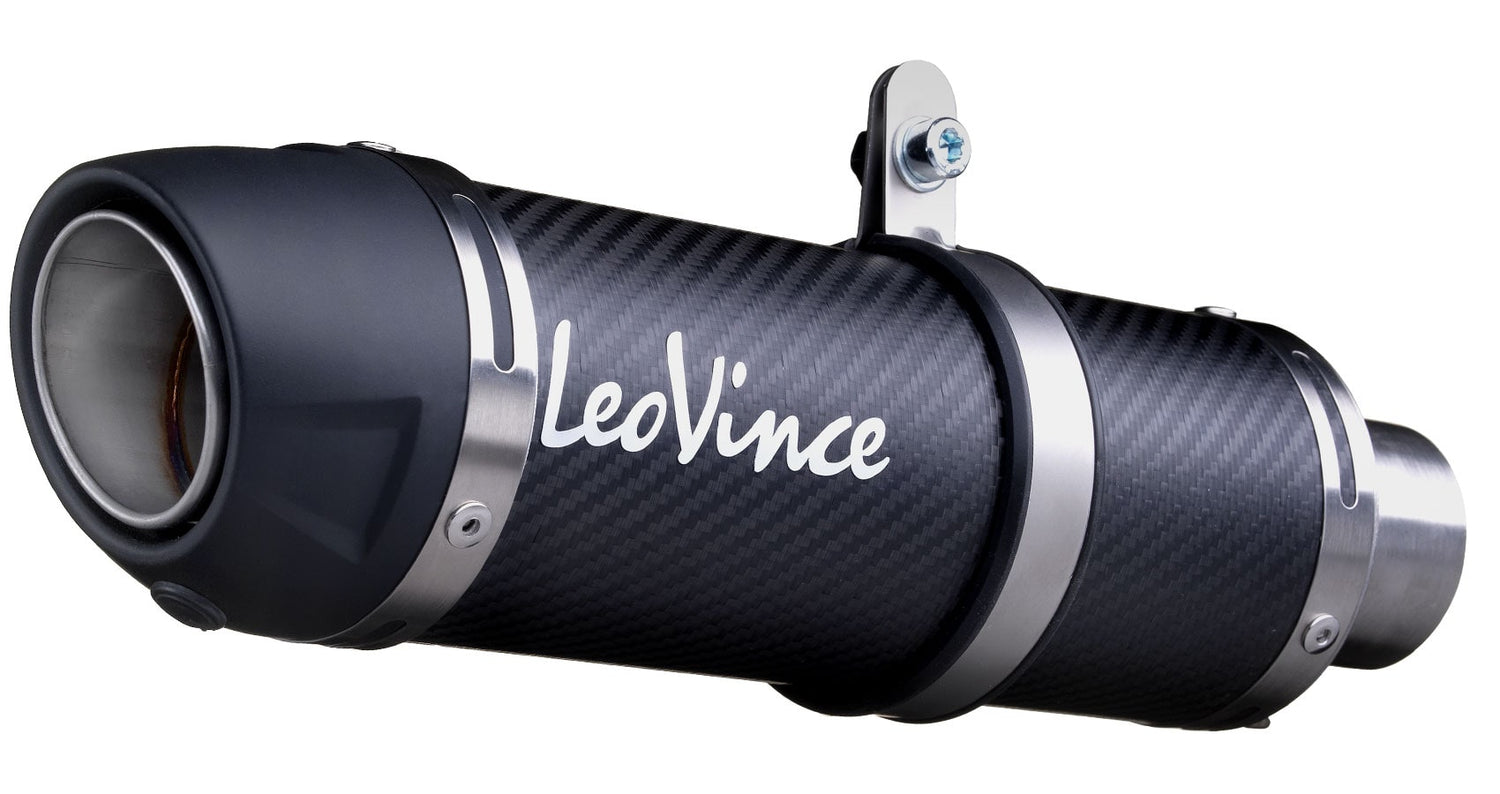 LeoVince LVSO3399E GP Corsa Evo Carbon Fiber Slip-On Muffler w/High Performance Technopolymer End Cap for KTM Duke 125/Duke 390 21-22