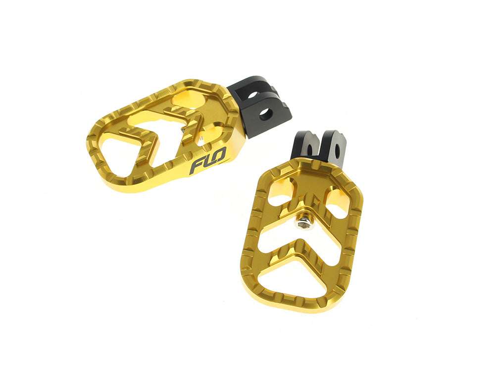 Flo Motorsports FLO-V-800-3GLD Savage Series Front Footpegs Gold for Harley-Davidson Softail 18-Up