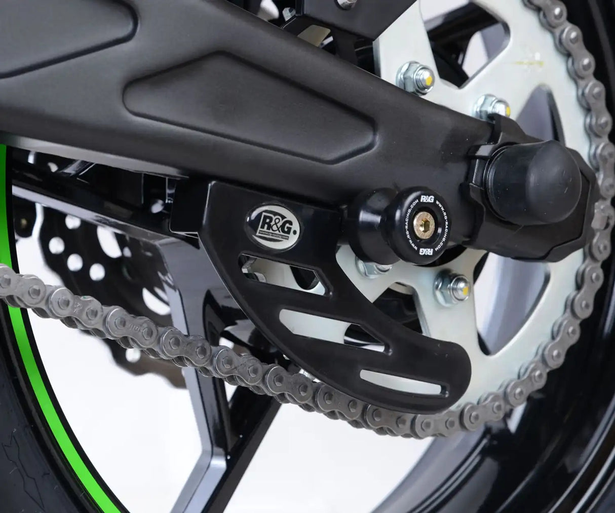 R&G Racing Road Racing Toe Chain Guard Black for Aprilia/Benelli/BMW/Cagiva/CCM/Ducati/Gas Gas/Honda/Husqvarna/Hyosung/Kawasaki/KTM/Kymco/MV Agusta/MZ/Suzuki/Triumph/Yamaha Models