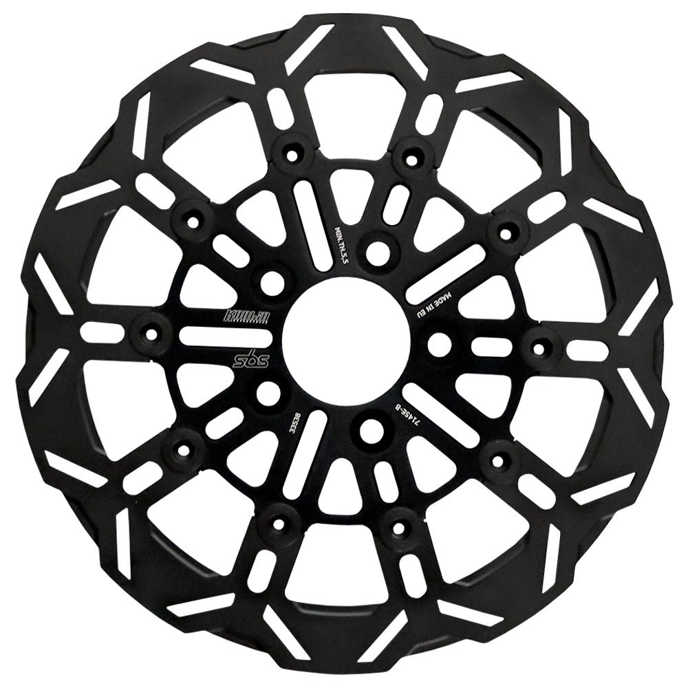 Kodlin KM-K7143E-B 11.8" Front 10-Spoke Disc Rotor Black Band & Black Carrier for Harley-Davidson Dyna 06-17/Softail 15-Up/Sportster 14-21 & some Touring 08-Up