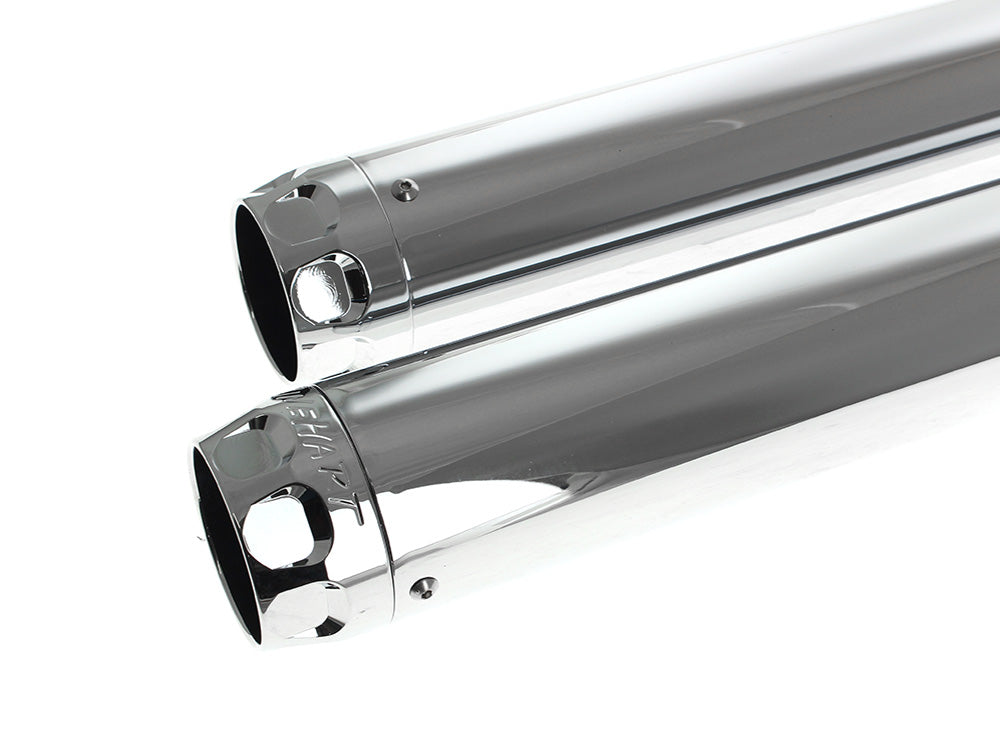 Rinehart Racing RIN-500-0204C-S 3" Slip-On Mufflers Chrome w/Chrome Scalloped End Caps for Harley-Davidson Softail Deuce 2007/Fat Boy 07-17