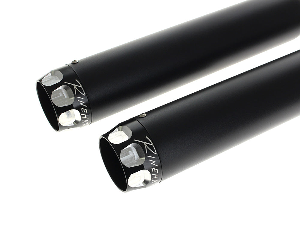 Rinehart Racing RIN-500-0301S 3" Slip-On Mufflers Black w/Black Scalloped End Caps for Harley-Davidson Dyna 95-17