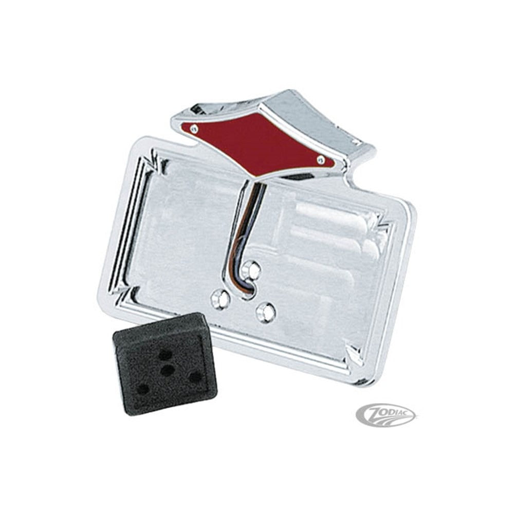 Zodiac Z160573 License Plate Bracket w/Diamond Style LED Tail Lights & Rubber Fender Mount