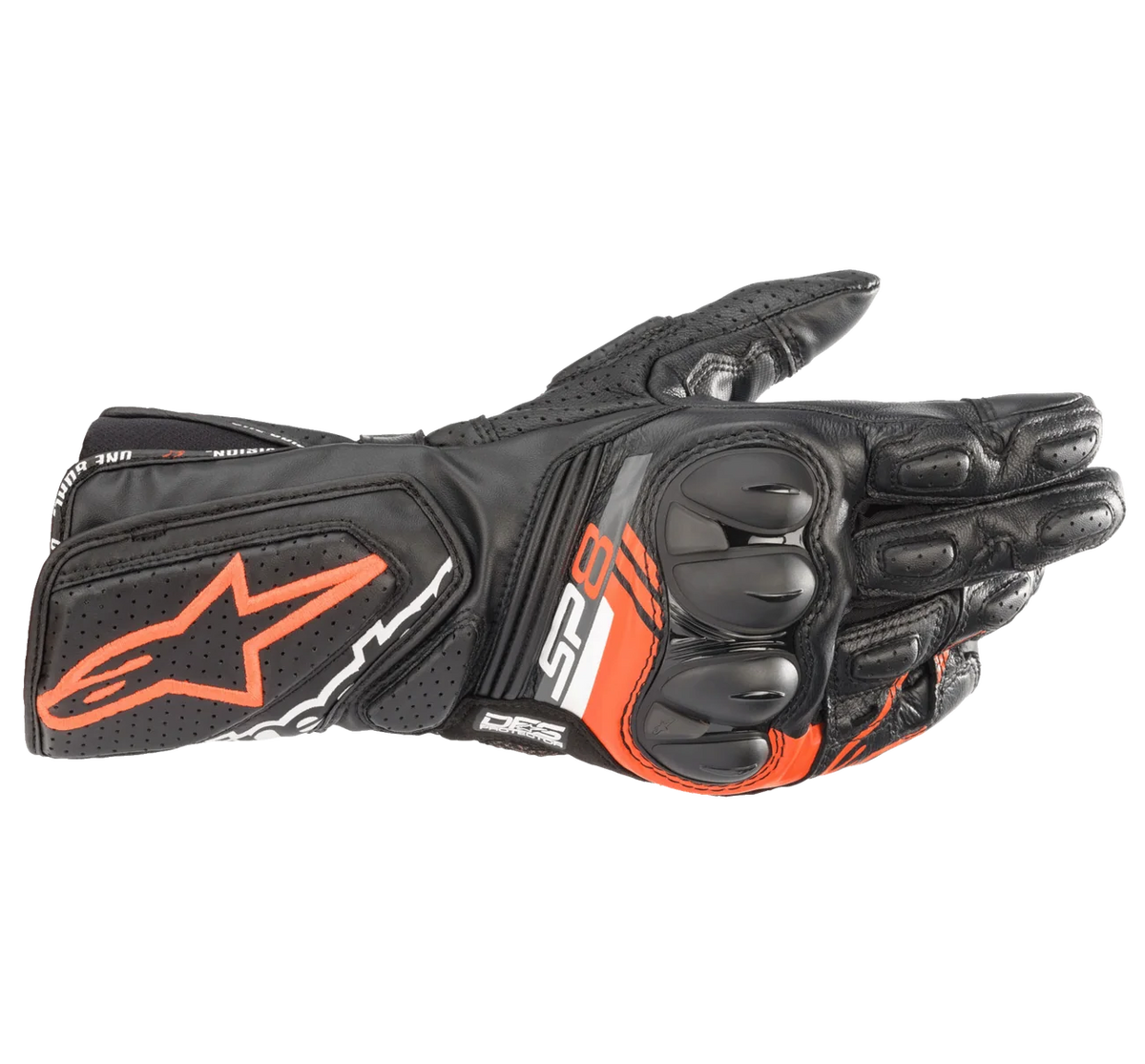 Alpinestars SP-8 V3 Leather Black/Fluro Red Gloves