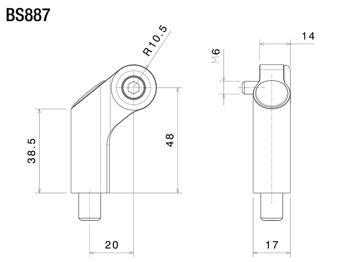 Rizoma Side Mount Mirror Adapter Black for BMW R 1200 GS/Adventure 10-18/R1250GS/Adventure 19-21/Ducati Diavel 11-18/XDiavel