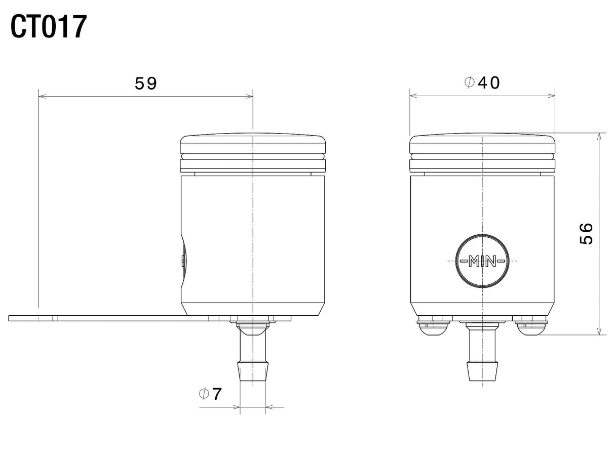 Rizoma Piston Brake/Clutch Fluid Reservoir 26ml Black for Aprilia/BMW/Ducati/Kawasaki/KTM/Triumph