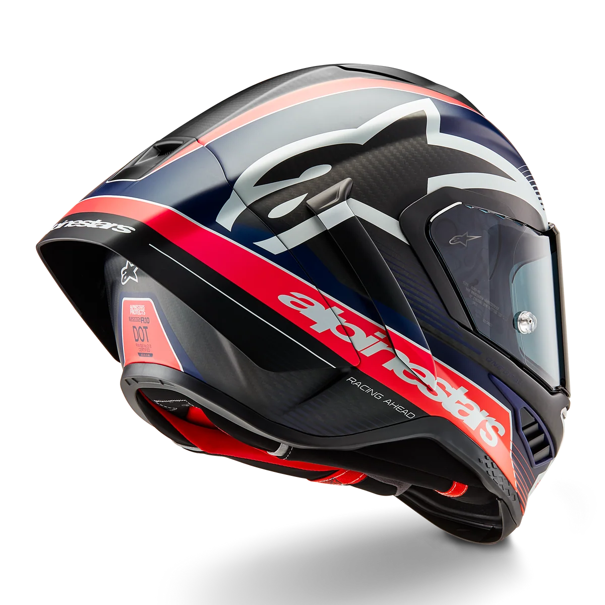 Alpinestars Supertech R10 Team Matte Black Carbon/Red Fluro/Blue Helmet