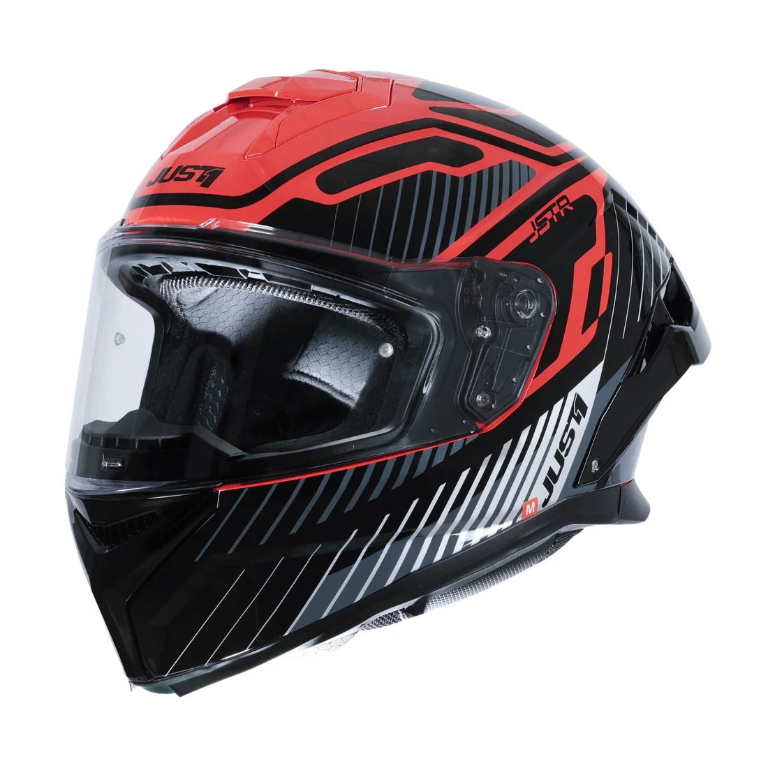 Just1 J-STR Tactical Gloss Silver/Red Helmet