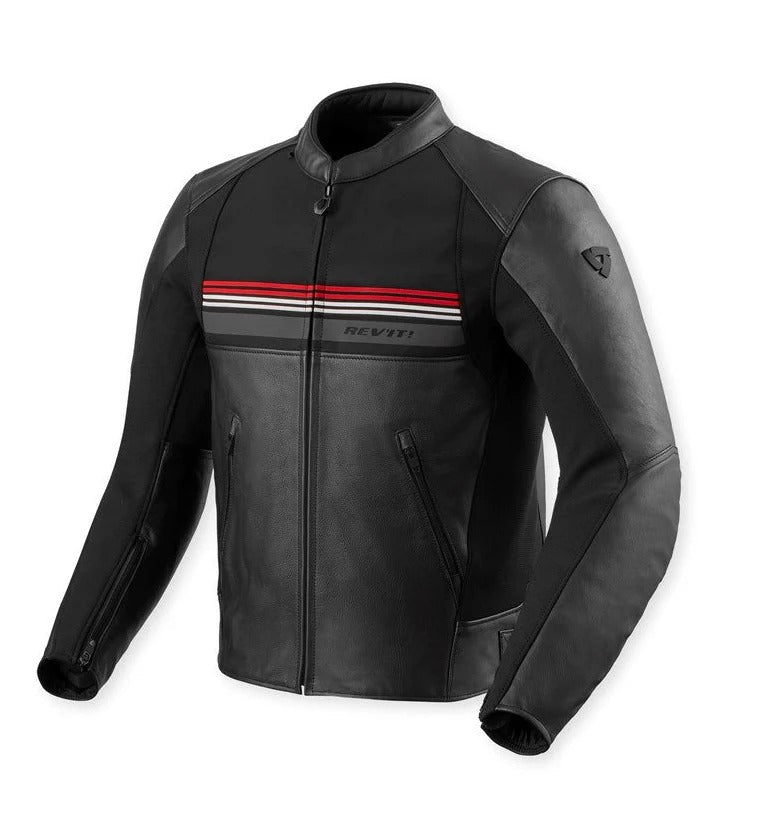 REV'IT! Mile 2 Black/Red Leather Jacket