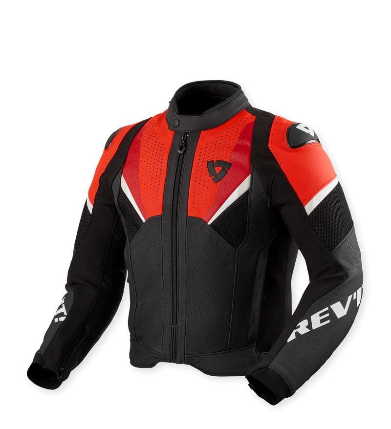 REV'IT! Automate Black/Neon Red Leather Jacket