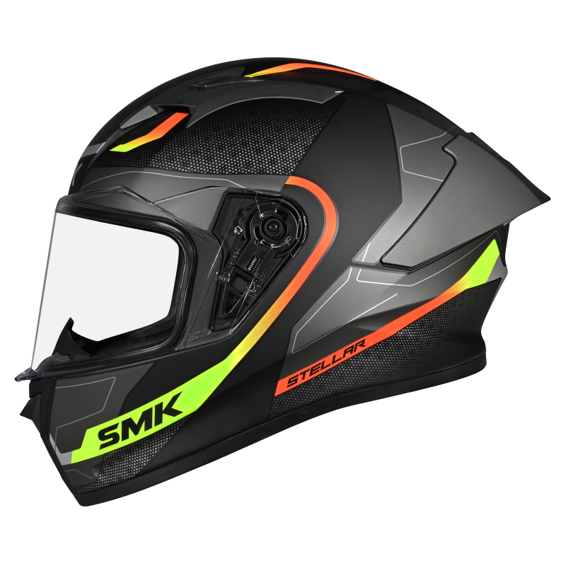 SMK Stellar Sport Flight Matte Black/Grey/Yellow MA264 Helmet