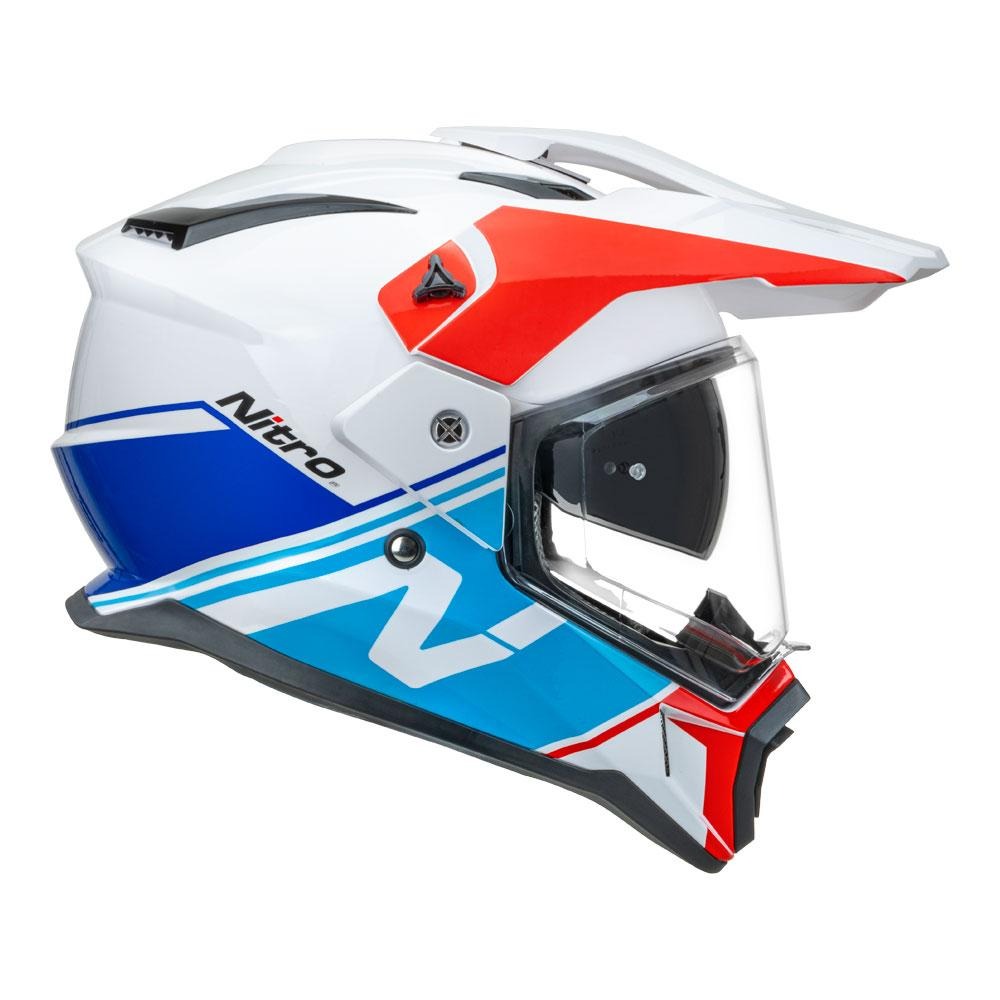 Nitro MX780 Gloss White/Light Blue/Red/Blue Adventure Helmet