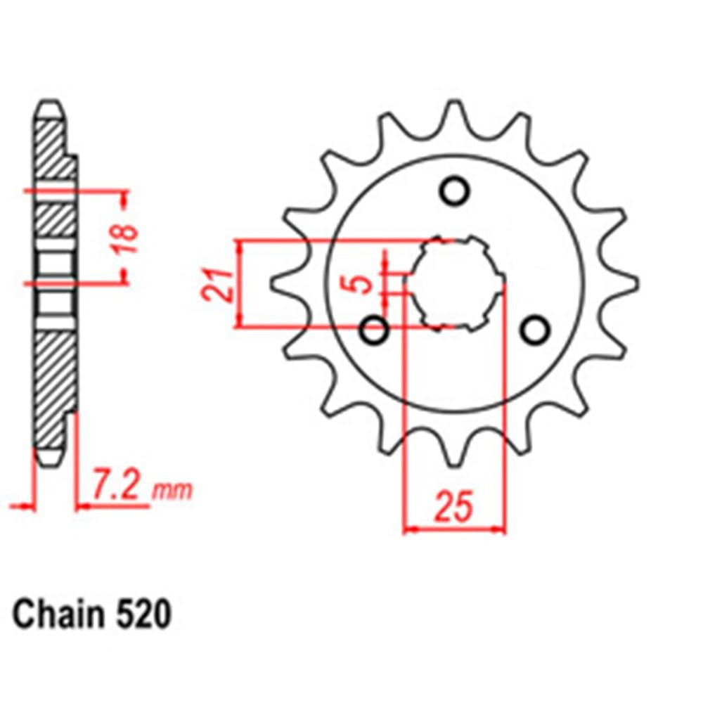 JT Steel 15T Front Sprocket for 520 Pitch Chain