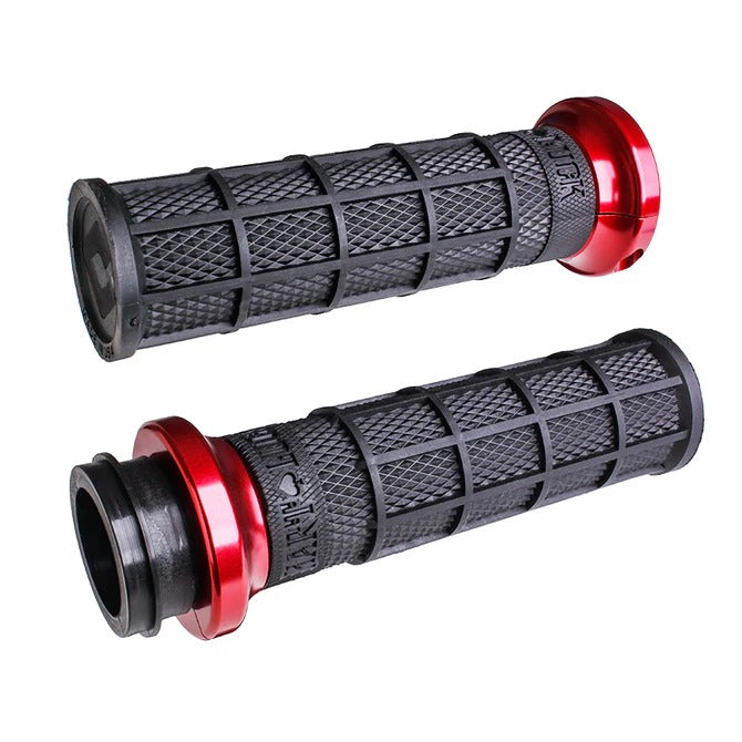 ODI Grips ODI-V31HTW-BB-R Hart-Luck Full Waffle Lock-On Handgrips Red for Harley-Davidson Big Twin 08-24 w/Throttle-By-Wire