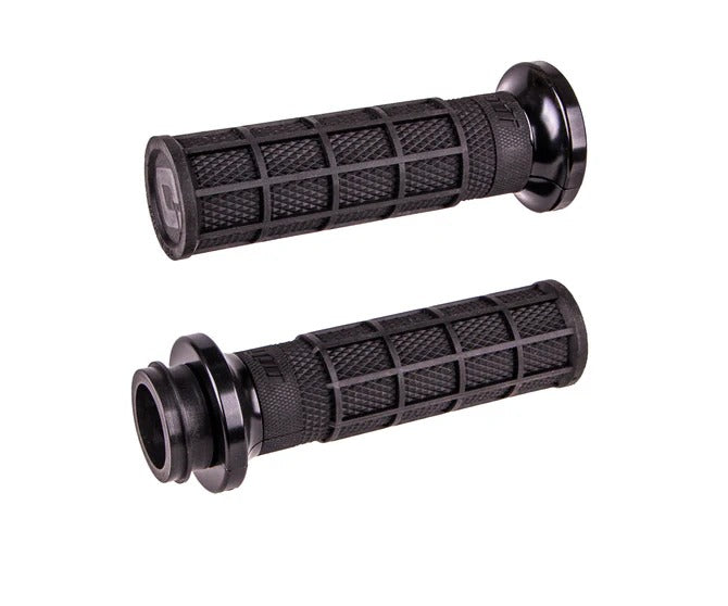 ODI Grips ODI-V31HTW-BB-B Hart-Luck Full Waffle Lock-On Handgrips Black for Harley-Davidson Big Twin 08-24 w/Throttle-By-Wire