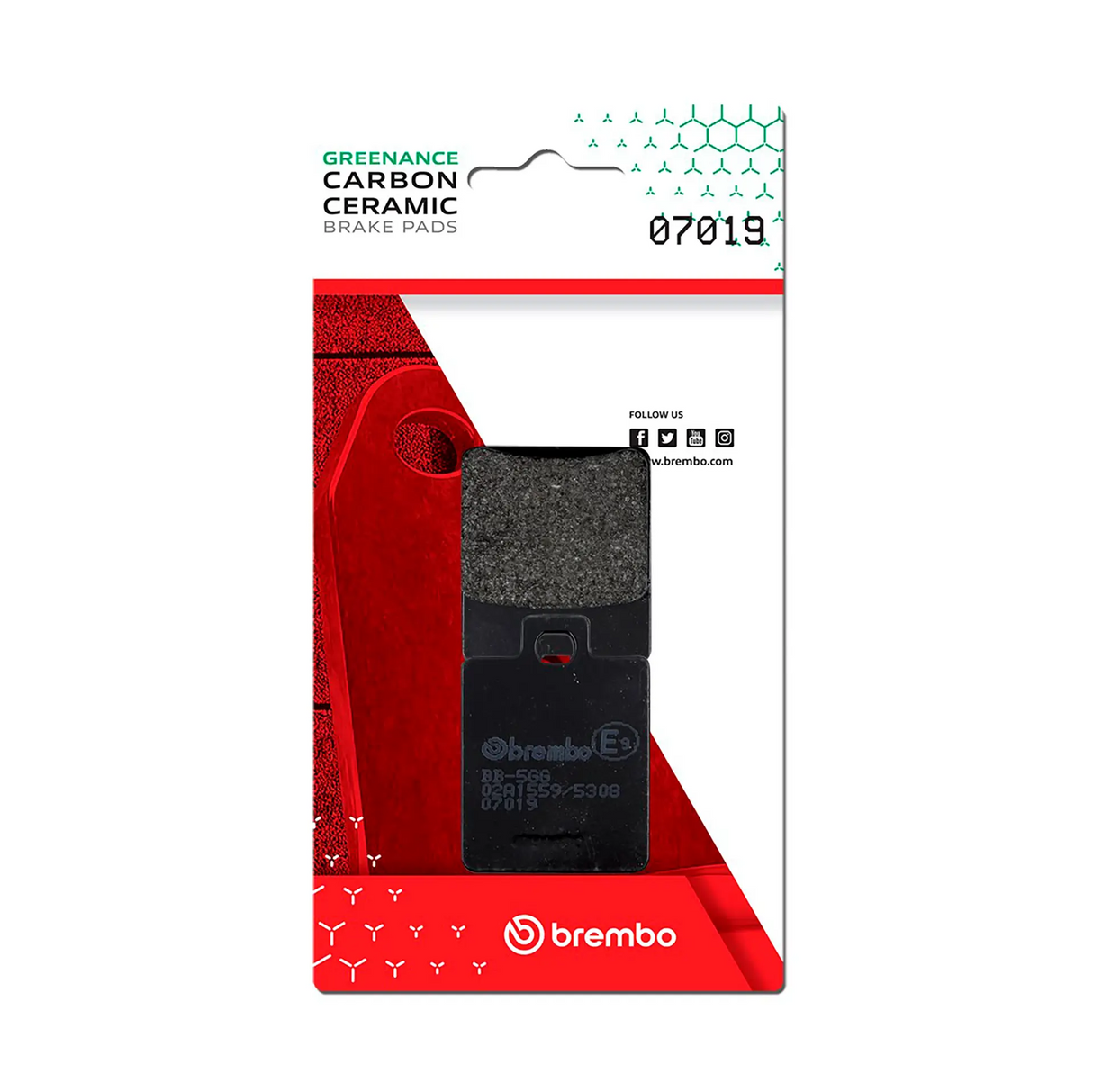 Brembo B-07019 Scooter (CC) Carbon Ceramic Rear Brake Pad (07019)