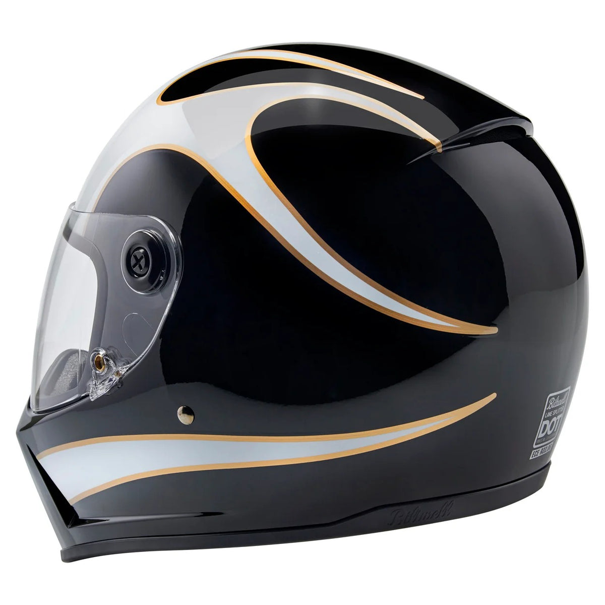 Biltwell Lane Splitter Gloss Black/White Flames Helmet