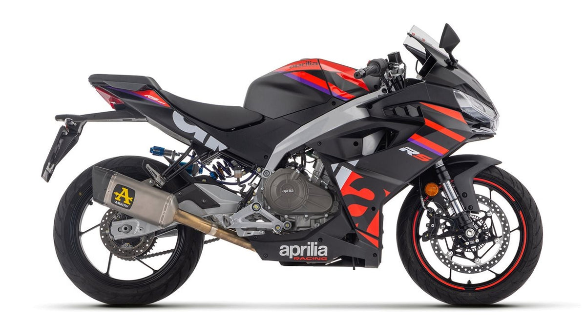Arrow 71068PT Pista Stainless Steel Full Exhaust System w/Titanium Muffler & Carbon End Cap for Aprilia RS 457 24-Up