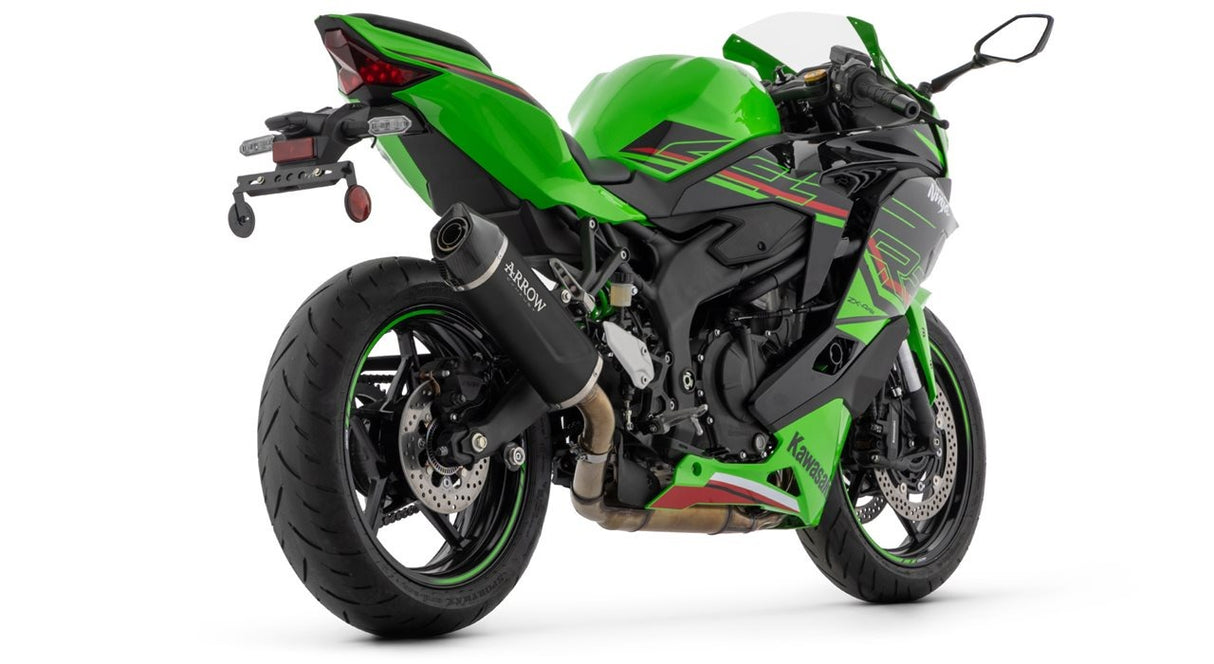 Arrow 71963AKN Indy Race Evo Aluminium Dark Slip-On Muffler w/Carbon End Cap for Kawasaki ZX-4R 24-Up