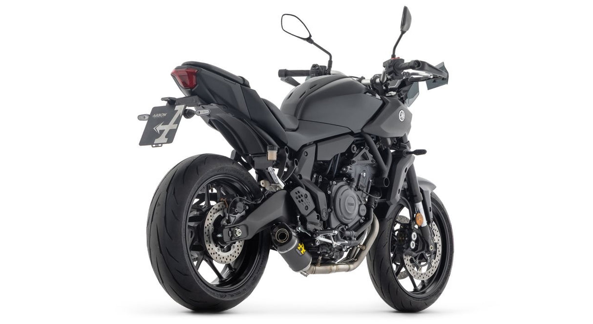 Arrow 71095AKN Thunder Stainless Steel Full Exhaust System w/Aluminium Dark Muffler & Carbon End Cap for Yamaha MT-07 25-Up