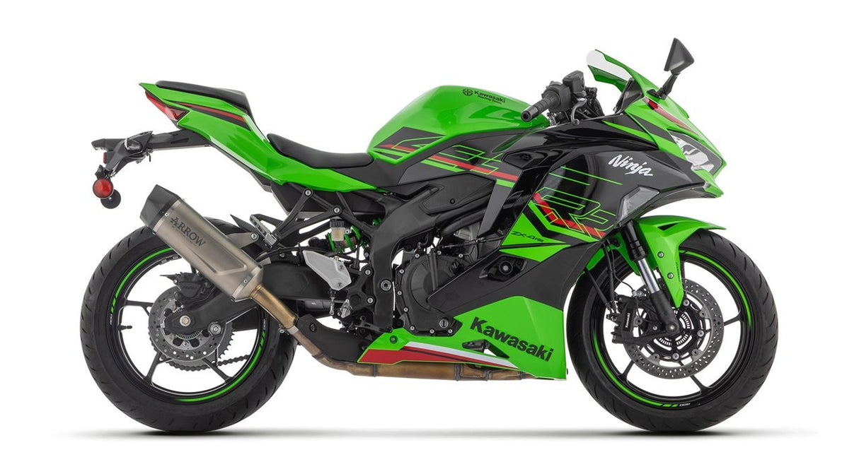 Arrow 71963PK Indy Race Evo Titanium Slip-On Muffler w/Carbon End Cap for Kawasaki ZX-4R 24-Up