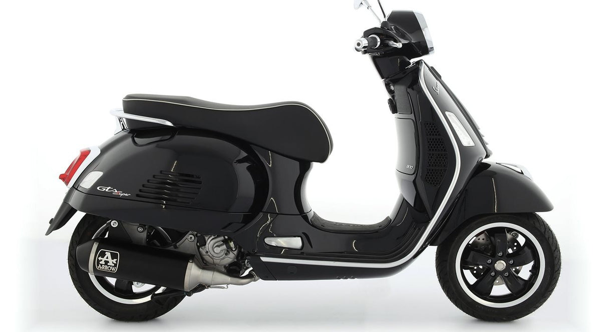 Arrow 53536ANN Urban Aluminium Dark Slip-On Muffler w/Black End Cap for Piaggio Vespa GTS 300 21-24/Vespa GTV 300 23-24