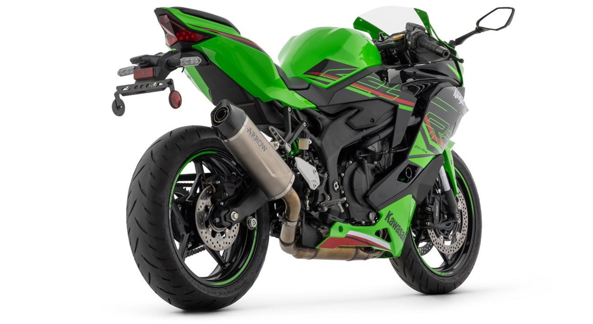 Arrow 71963PK Indy Race Evo Titanium Slip-On Muffler w/Carbon End Cap for Kawasaki ZX-4R 24-Up
