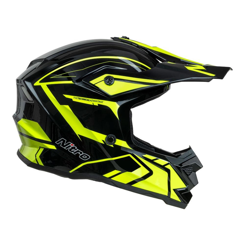 Nitro MX710 Shard II Gloss Fluro Yellow/Black Youth Helmet