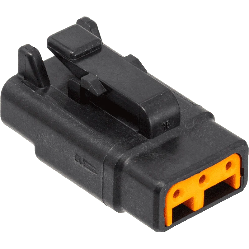 NAMZ Custom Cycle Products NMZ-MDP-3B DTM 3-Position Deutsch Plug w/(3) Stamped Terminals & Wedgelock Black
