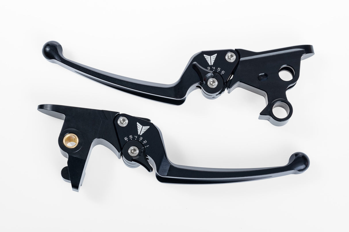 Muller Motorcycle AG MUL-150-30 Adjustable Levers Black for most Harley-Davidson Touring 21-24 w/Cable Clutch