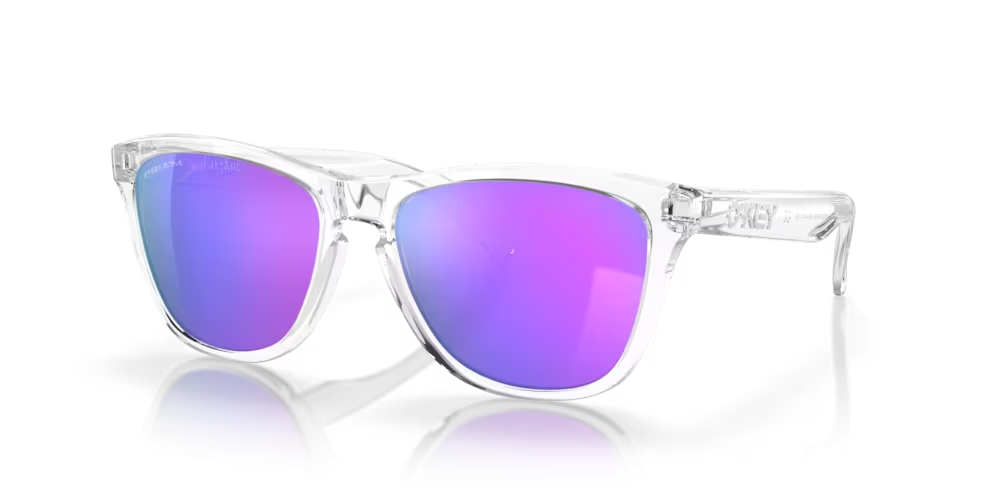 Oakley Frogskins Sunglasses w/Polished Clear Frame & Prizm Violet Lenses
