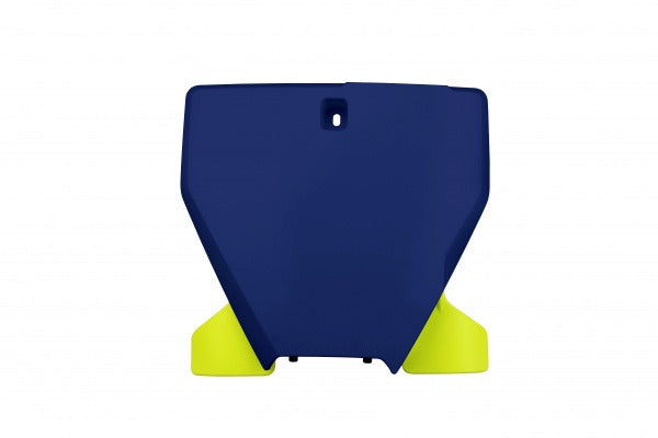 UFO Front Number Plate Yellow w/Extension for Husqvarna FC 250/FC 350/FC 450/TC 125/TC 250 19-22/FX 350/FX 450/TX 300 20-22