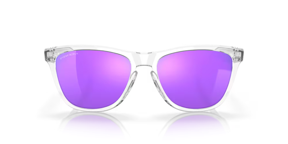 Oakley Frogskins Sunglasses w/Polished Clear Frame & Prizm Violet Lenses