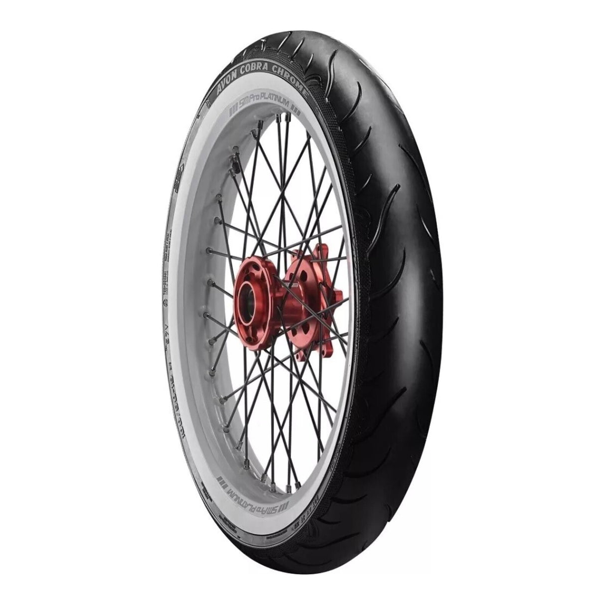 Avon Tyres AV91 Cobra Chrome Whitewall Front Tyre MH90-21 56V Tubeless