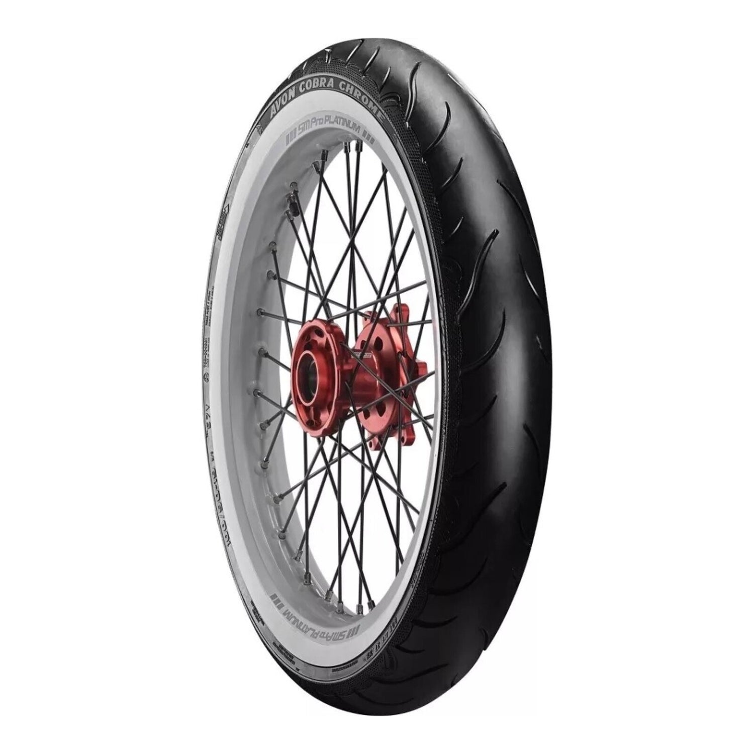 Avon Tyres AV91 Cobra Chrome Whitewall Front Tyre MH90-21 56V Tubeless