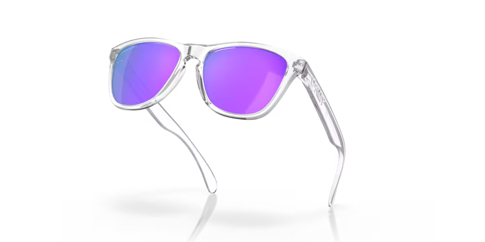 Oakley Frogskins Sunglasses w/Polished Clear Frame & Prizm Violet Lenses