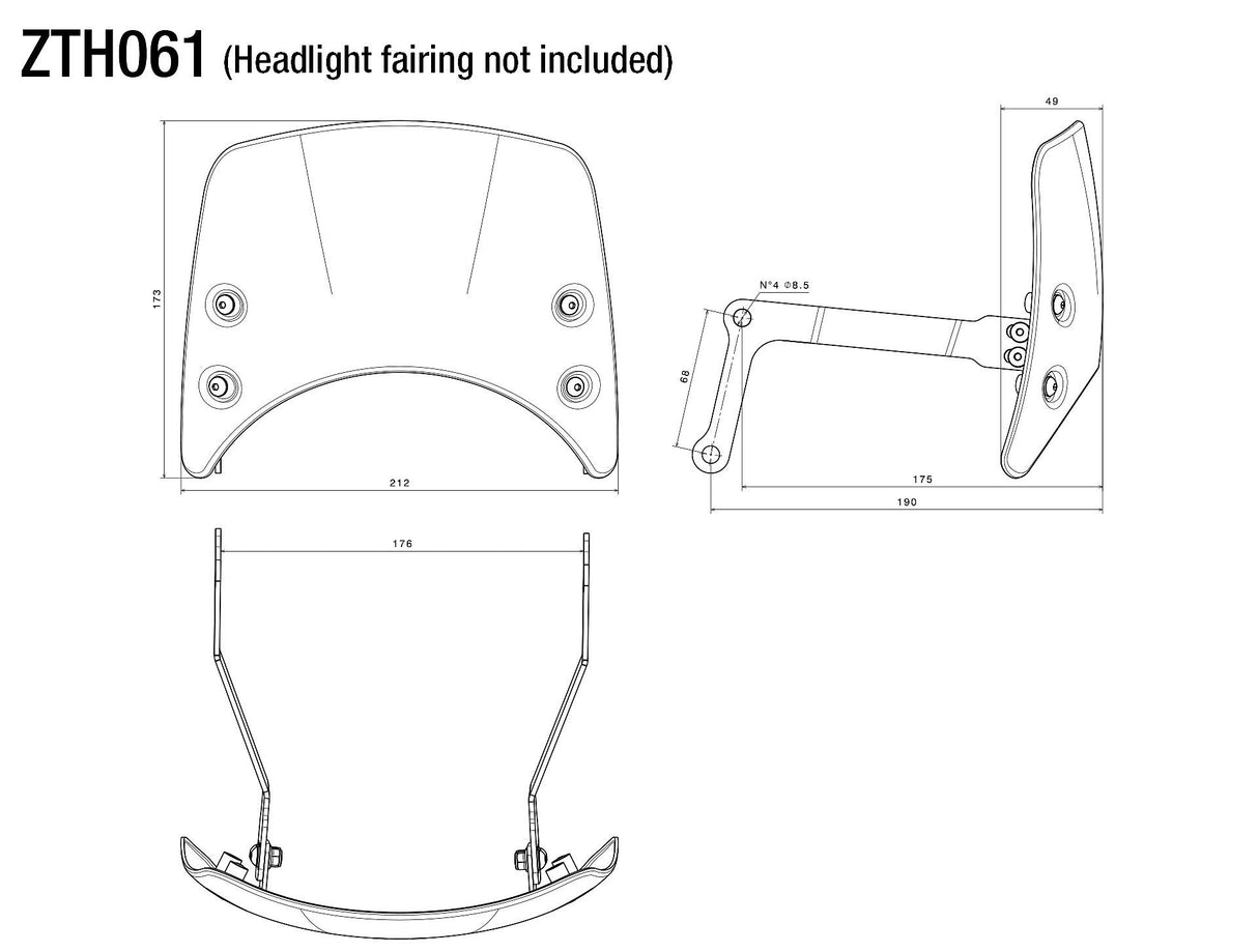 Rizoma Adaptor for Headlight Fairing Black for Triumph Thruxton 1200 R