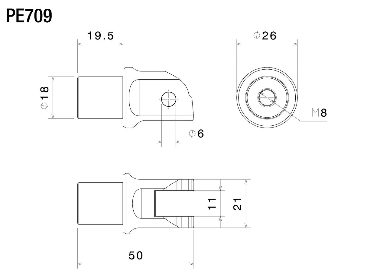 Rizoma R-PE709B Peg Mounting Kit 18mm Black