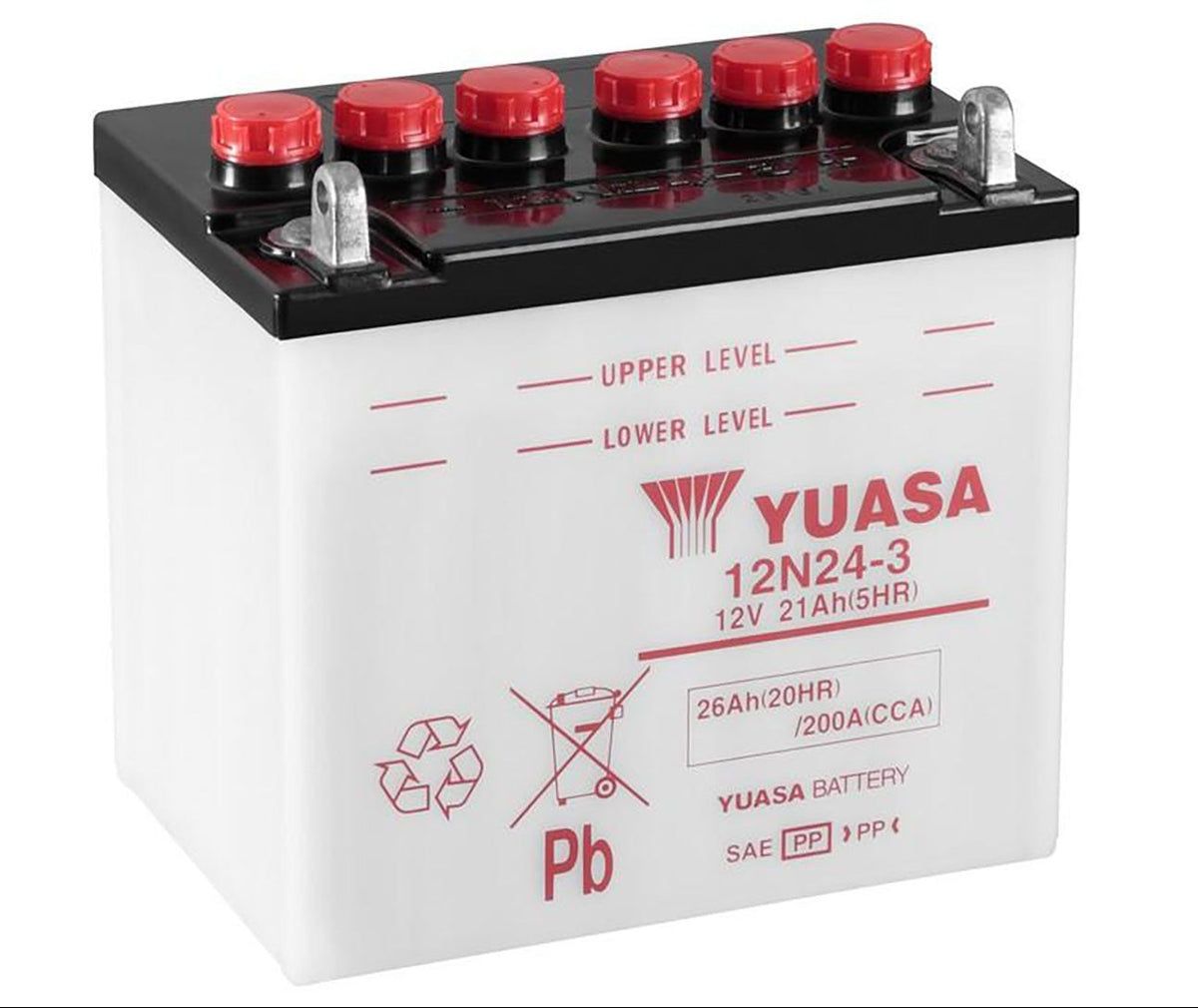 Yuasa 12N24-3 Conventional Series 12V 24Ah/200CCA Battery