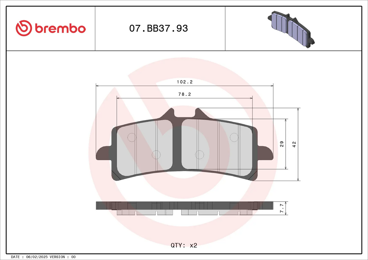 Brembo B-07BB3793 Genuine (93) Sintered Front Brake Pad (07BB37.93)