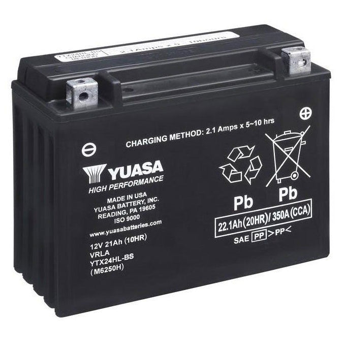 Yuasa YTX24HL-BS YTX Series 12V 21Ah/350CCA Maintenance Free Battery