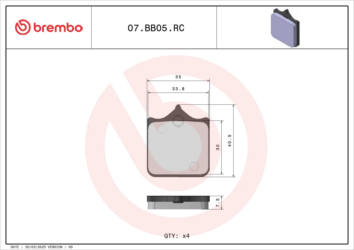 Brembo B-07BB05RC Racing (RC) Carbon Ceramic Front Brake Pad (07BB05.RC)