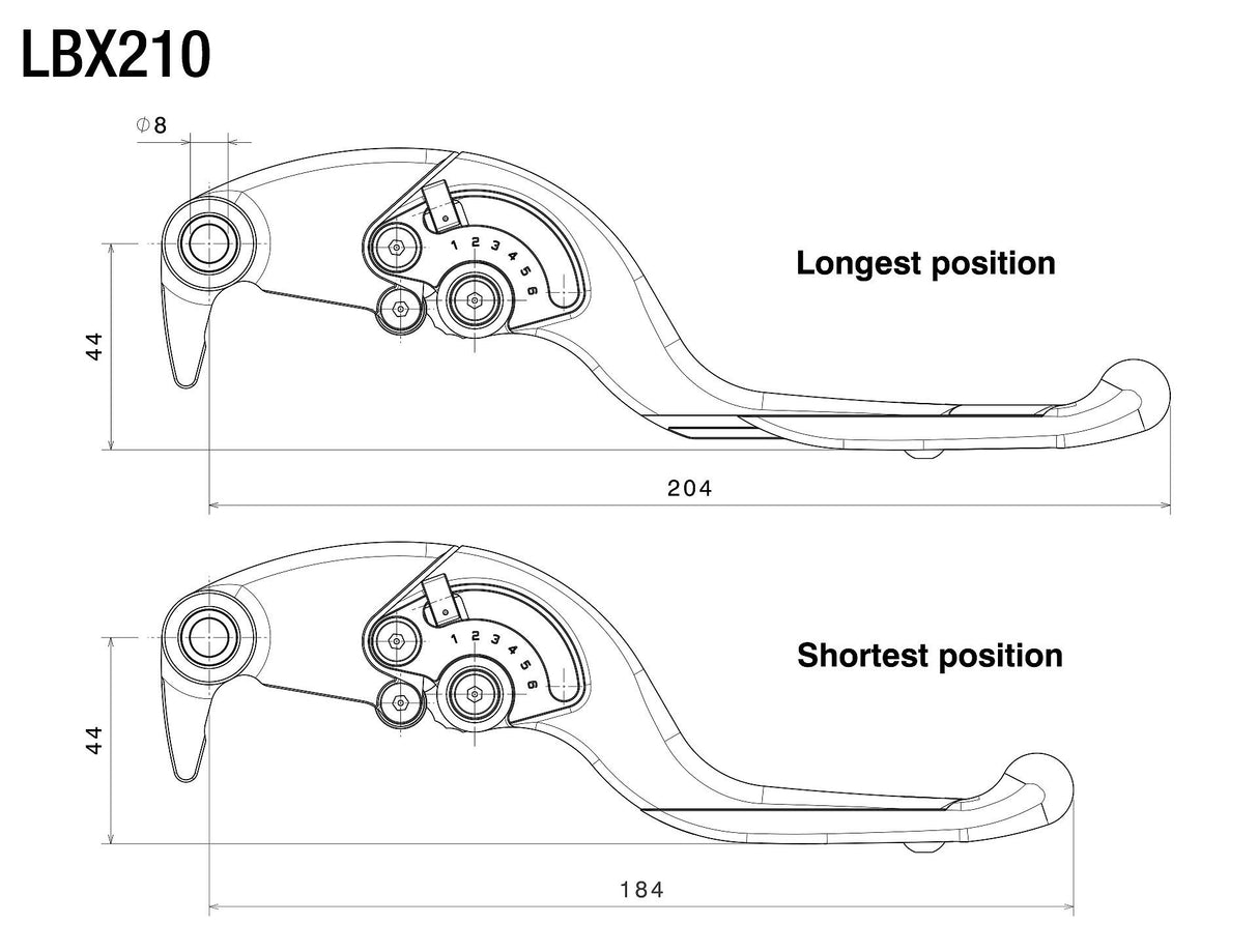 Rizoma R-LBX210B Adjustable Plus Brake Lever (Each)
